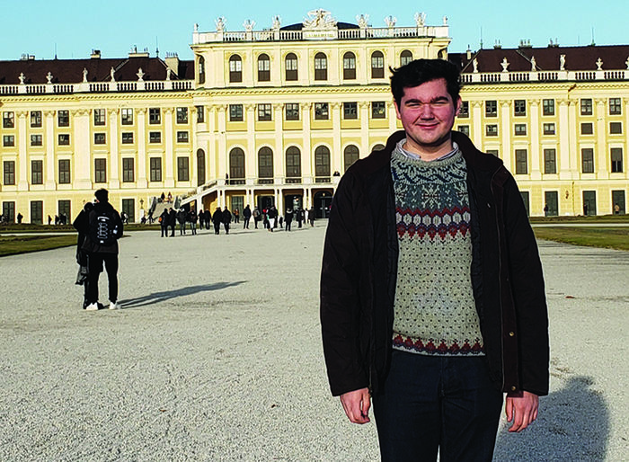 Zane Dilts in front of the Schönbrunn Palace in Vienna, Austria.